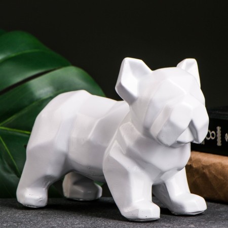 Figure "Bulldog polygonal" white, 14x19cm