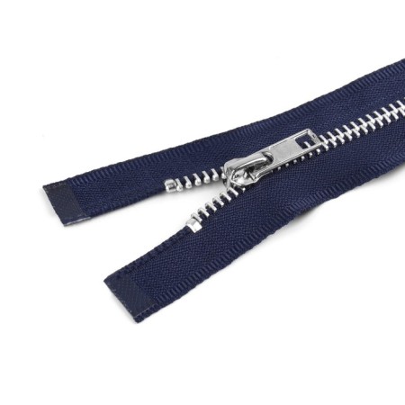 Metal zipper, No. 5, connective, automatic lock, 60 cm, dark blue color/nickel-1