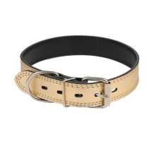 Collar leather two-layer, width 3.5 cm, Osh 51-61 cm, gold