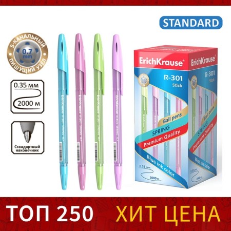 Ballic handle Erichkrause R-301 Spring Stick, node 0.7 mm, blue ink, letter line 1000 meters, mix-5