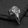 Ring "Claw" skull of a predator, color black silver, dimensionless