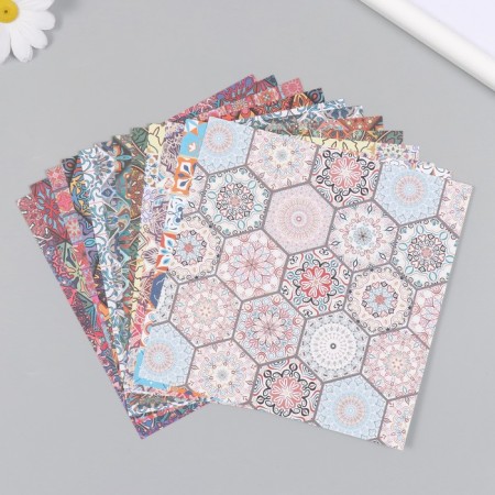 A set of scrapbooking paper 12 sheet. 12 designs "Moroccan patterns" 160 grams 15.2x15.2 cm