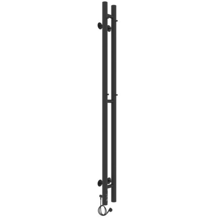 Electric heated towel rail Laris Prime Chekch, 80x1200 mm, 2 crossbars, left, black-10