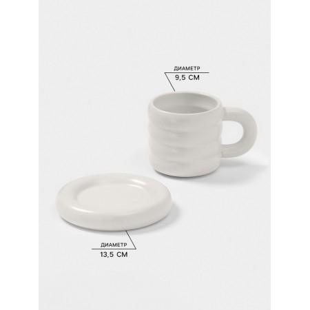 Tea couple of Dolyana "Zephyr", 350 ml, ceramics, white-1