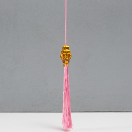 Textile suspension, plastic "Chinese lion" pink 2x4x14 cm-1