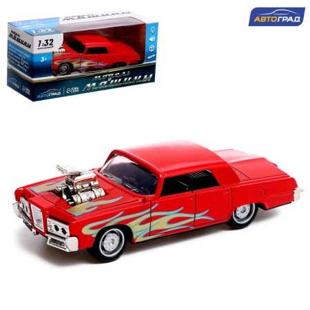 Metal Muscle Car, scale 1:32, light and sound, inertia, red color