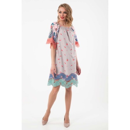 Women's dress, size 42, beige color-1