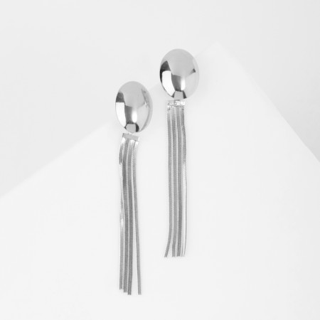 Hanging earrings "Waterfall" 4 threads, silver color-1