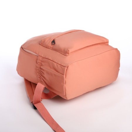 Youth backpack from textiles on lightning, 4 pockets, peach color-4
