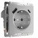 The socket w1171709 with grounding, curtains and USB, type A+C, silver corrugated