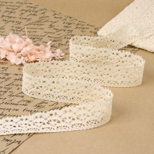 Knitted lace, 40 mm × 10 ± 1 m, beige color
