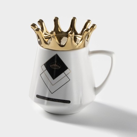 Ceramic mug with a “crown” lid, 400 ml, mix drawing-2