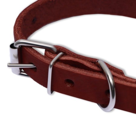 Collar of a single-layer leather, 45 x 2 cm, Osh 25-35 cm, brown-6