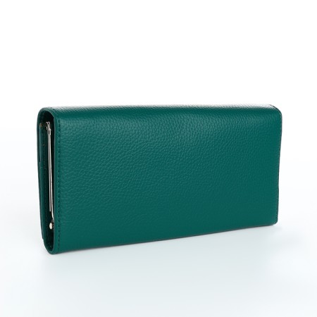 Women's wallet on magnets, green color-1