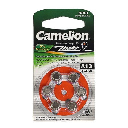 Battery zinc camelion, a13 (PR48) -6bl, for hearing aids, 1.45V, blister, 6 pcs.