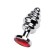 Anal plug Metal by toyfa, silver, ruby, 7 cm, d = 3 cm