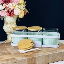 Lenardi spices set, with spoons, on a stand, 3 items