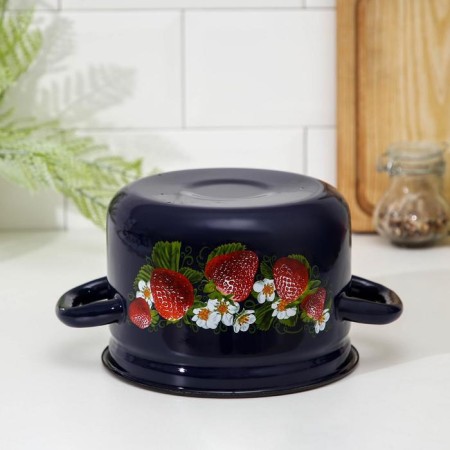 Cylindrical pan, 2 l, metal cover, induction, dree mix, blue color-2