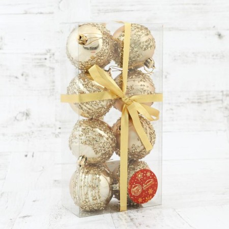 Set of balls plastic D-6 cm, 8 pcs "Night Blizzard" gold-1