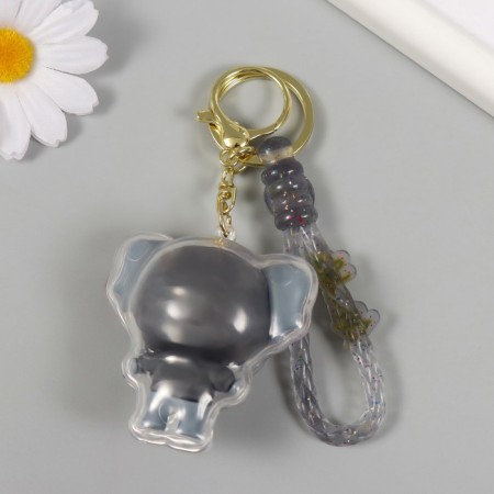 Trick rubber with carbine, strap "Elephant in a gray sweatshirt" 6x5.5x3.5 cm-3
