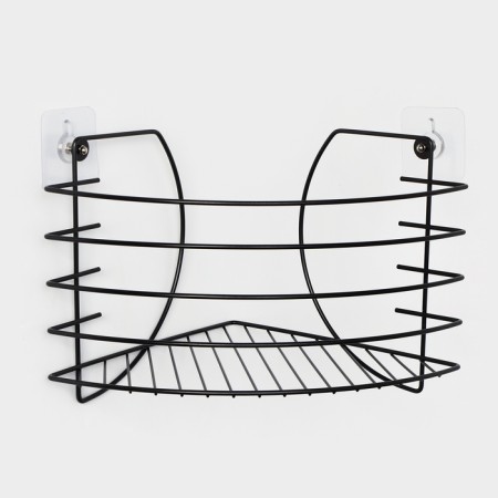 Corner shelf for a bathroom with a high side, 22.5 × 22.5 × 20.5 cm, black color is black-1