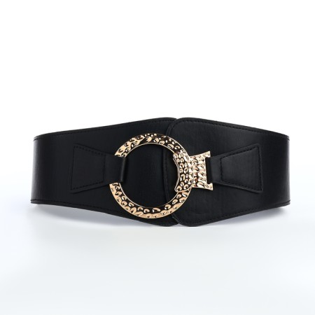 Women's belt, width 10 cm, black color-3