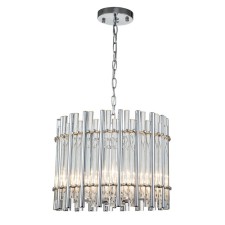 Suspended Indigo, 12025/5p Chrome. 5x40W, E14, 450x450x375/1575 mm, transparent color