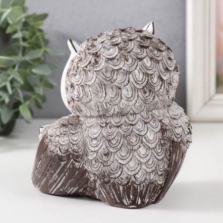 Polystone souvenir "Owl with a hook, with golden eyes" 13.5x11.5x7.5 cm-2