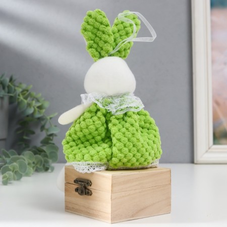 Souvenir "Bunny in a green knitted dress with a flower" 24 cm-4