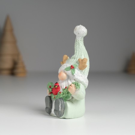 Polystone souvenir "Dwarf in a mint cap with horns" 5x6x10 cm-1