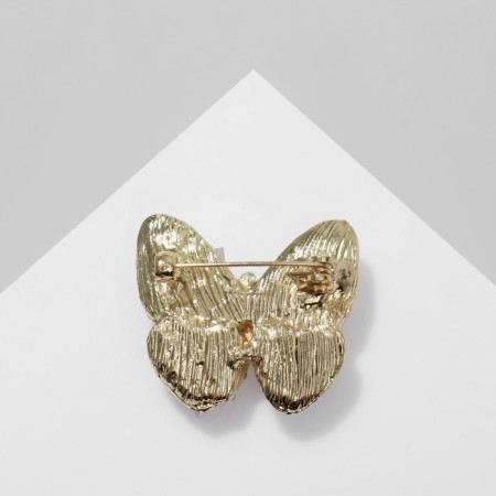 Brooch "Butterfly" Druze, white-pink color in gold-2