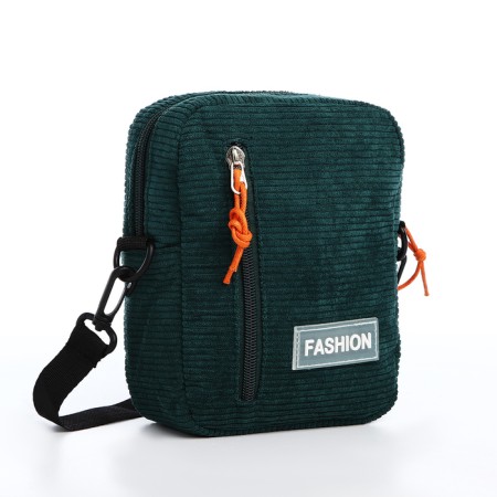 Youth bag with zipper, external pocket, green color-1