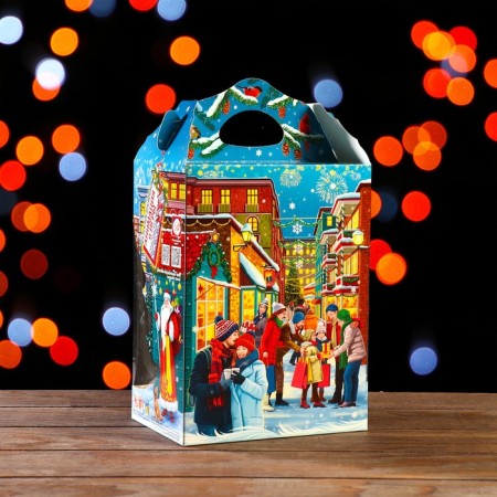 Gift box with a window Christmas tree "Holiday in the city", 19 x 13.5 x 25.5 cm-1