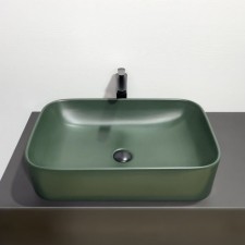 Раковина накладная Comforty 78575MDG-60, прямоугольная, цвет тёмно-зелёный матовый