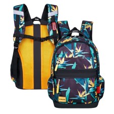 Youth backpack 43 x 29 x 18 cm, ergonomic back, Across 155, black/green 155-13