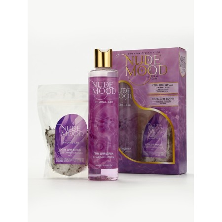Gift set Ural Lab: shower gel 250 ml, lilac aroma and bath salt with lavender petals 150 g-1