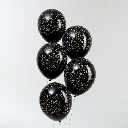 Latex ball 12 "Star rain.", Pastel, set of 50 pcs., Black color-1