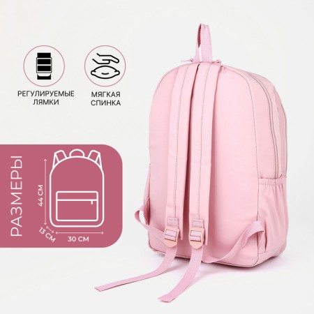 School backpack of textiles on lightning, 3 pockets, pink color-1