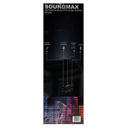 Portable column Soundmax SM-PS4203, 60 W, 2400 mAh, FM, BT, Microsd, AUX, backlight-7