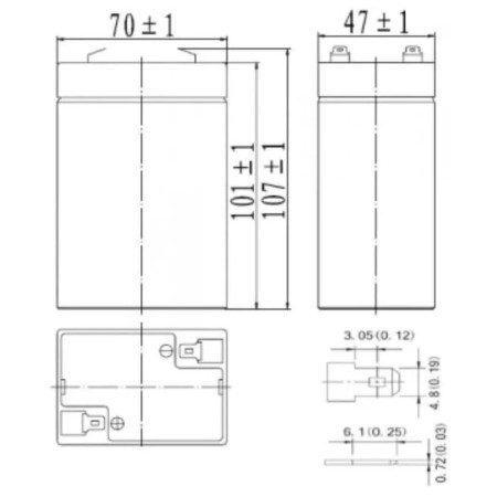Battery Delta 6 Ah 6 volts DT 606-3