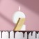 Candle in the Manhattan cake, number "2", white with gold, 5 cm