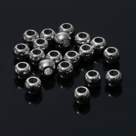 Crimp (covering bead) 1 × 1 × 0.8 cm, (set 20 pcs.), Color silver