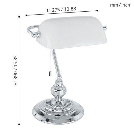 Banker 1x60W desktop E27 Chrome 27.5x39cm-3