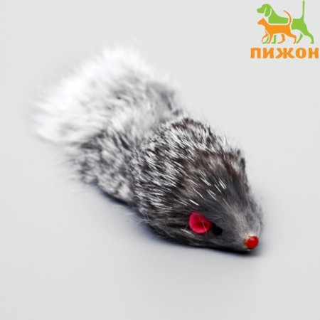 Natural fur mouse, 5 cm, gray