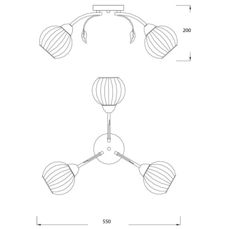 Ceiling lamp 3x40W E27, size 55x55x20 cm-3