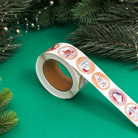 Stickers in the roll "Wooden Style", 500 pcs, 2.5 x 2.5 cm