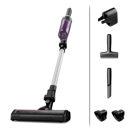Vacuum cleaner Tefal TY1129WO, vertical, 100 watts, container 0.4 l, battery, gray-violet