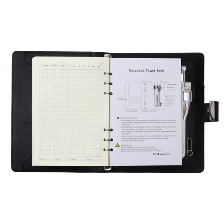 Organizer on the rings, PVC, A5.140 liters, a cage, with a pen, doned a box, finger scanner, charging, black-9