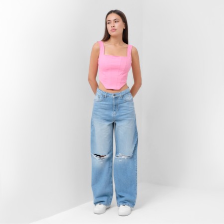 Top female denim Mist: Denim R.44, light pink-4