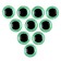 Elose -based eyes, set of 10 pcs., Size 1 pc. - 15 mm, green color with sparkles